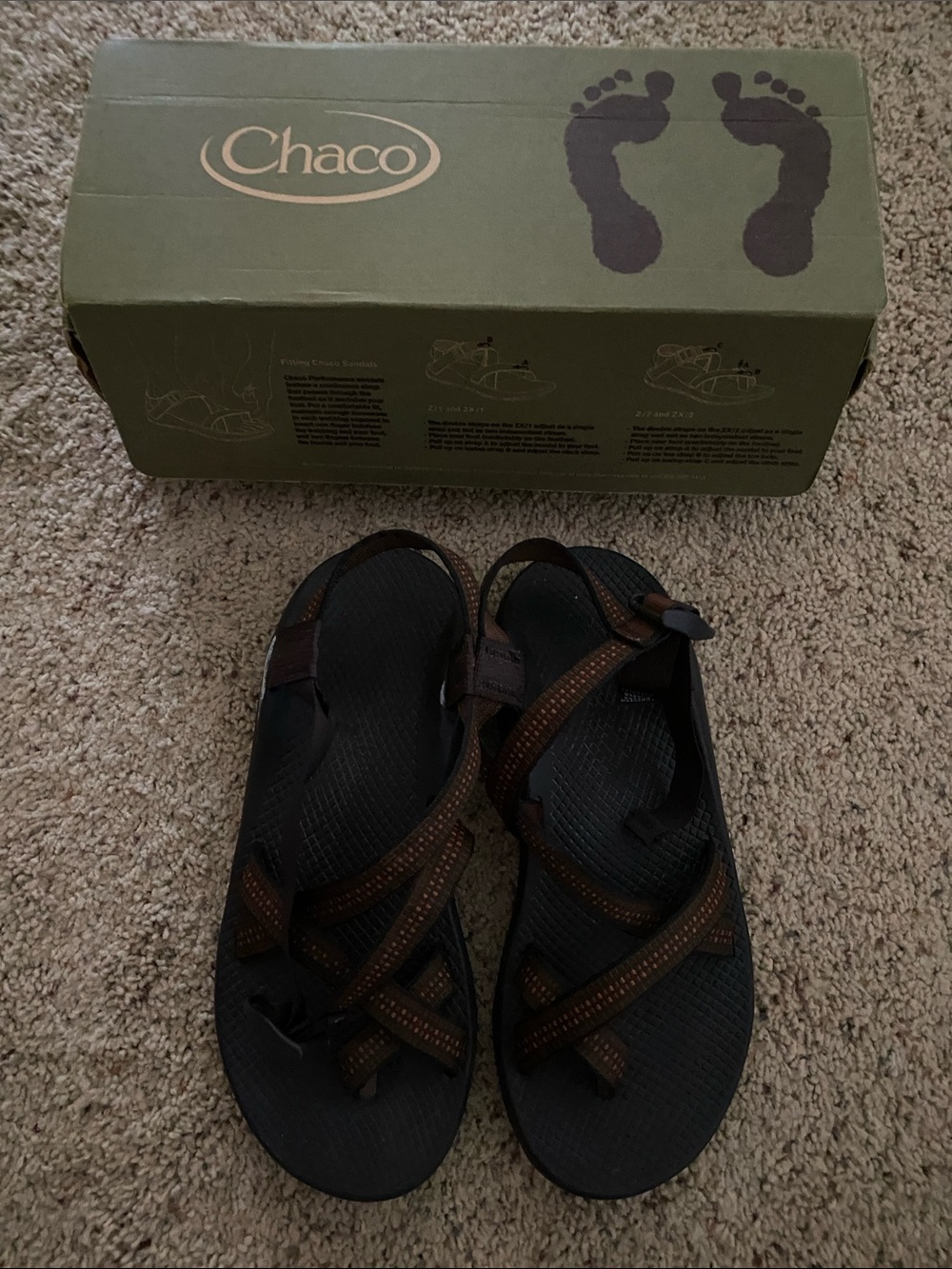 Chaco Black Sandals with Brown Straps